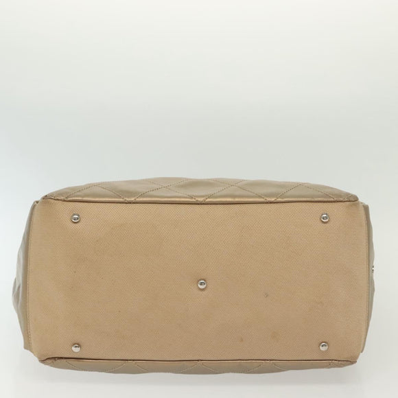 CHANEL Paris Biarritz Shoulder Bag Coated Canvas Beige Silver CC Auth bs29354