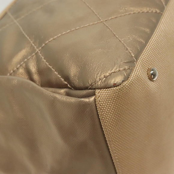 CHANEL Paris Biarritz Shoulder Bag Coated Canvas Beige Silver CC Auth bs29354