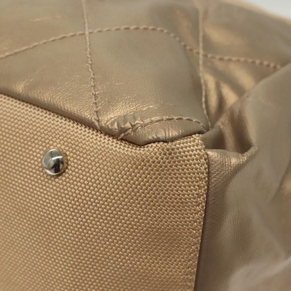 CHANEL Paris Biarritz Shoulder Bag Coated Canvas Beige Silver CC Auth bs29354