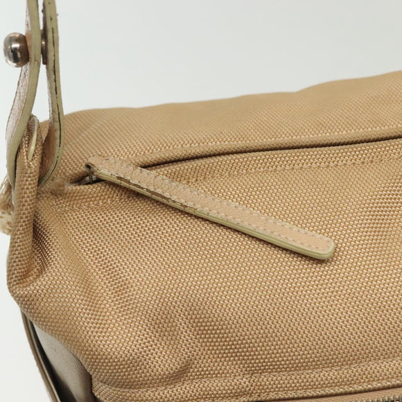 CHANEL Paris Biarritz Shoulder Bag Coated Canvas Beige Silver CC Auth bs29354