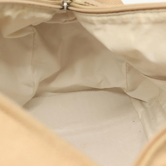 CHANEL Paris Biarritz Shoulder Bag Coated Canvas Beige Silver CC Auth bs29354