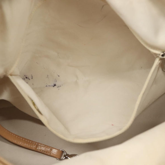 CHANEL Paris Biarritz Shoulder Bag Coated Canvas Beige Silver CC Auth bs29354