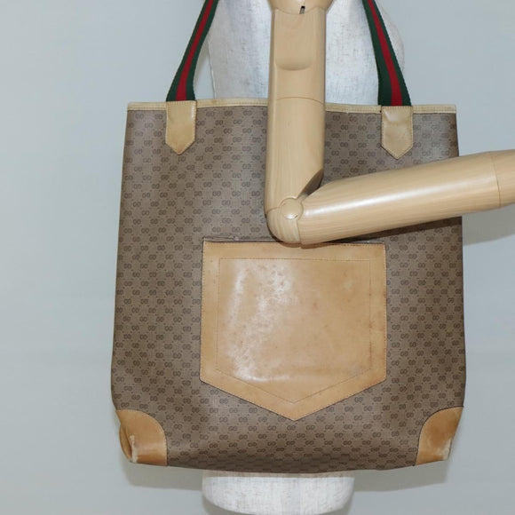 GUCCI Micro GG Supreme Web Sherry Line Bag PVC Beige 002 904 0222 Auth bs29355