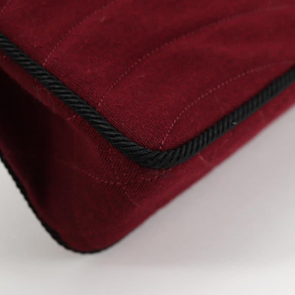 CHANEL Chain Shoulder Bag cotton Bordeaux Gold CC Auth bs29357V