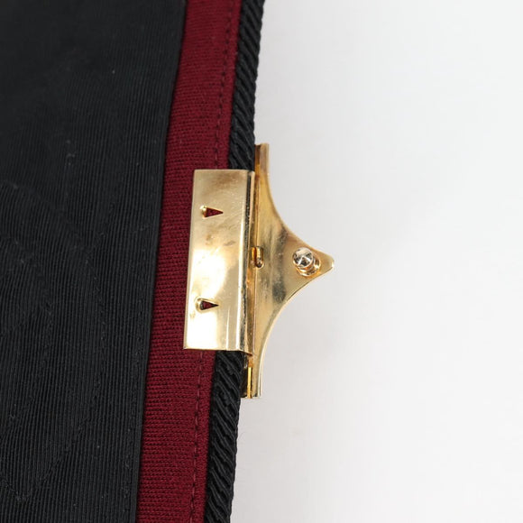 CHANEL Chain Shoulder Bag cotton Bordeaux Gold CC Auth bs29357V