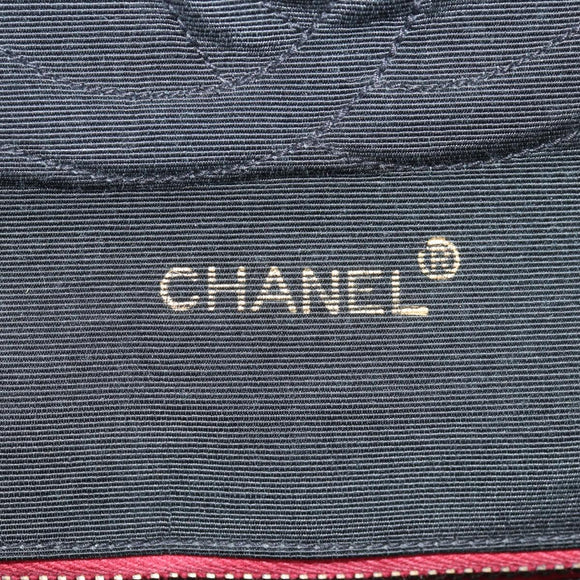 CHANEL Chain Shoulder Bag cotton Bordeaux Gold CC Auth bs29357V