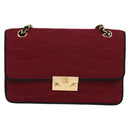 CHANEL Chain Shoulder Bag cotton Bordeaux Gold CC Auth bs29357V-2