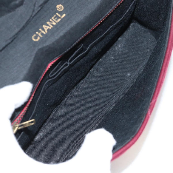 CHANEL Chain Shoulder Bag cotton Bordeaux Gold CC Auth bs29357V