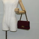 CHANEL Chain Shoulder Bag cotton Bordeaux Gold CC Auth bs29357V-27