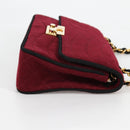 CHANEL Chain Shoulder Bag cotton Bordeaux Gold CC Auth bs29357V-5