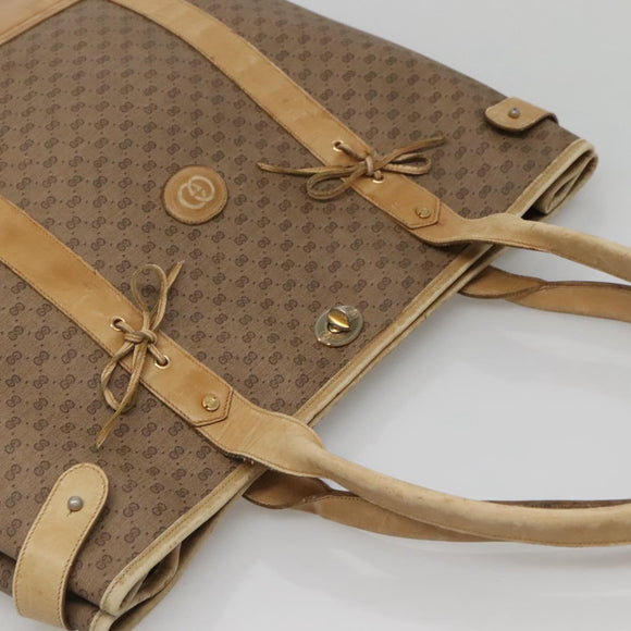 GUCCI Micro GG Supreme Tote Bag PVC Beige Gold Auth bs29359