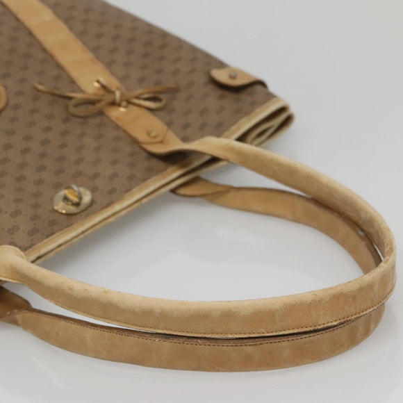 GUCCI Micro GG Supreme Tote Bag PVC Beige Gold Auth bs29359
