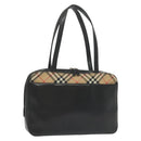 BURBERRY Hand Bag Leather nylon Black Beige Silver Auth bs29360-1
