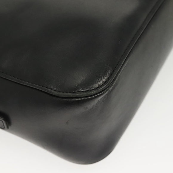 BURBERRY Hand Bag Leather nylon Black Beige Silver Auth bs29360