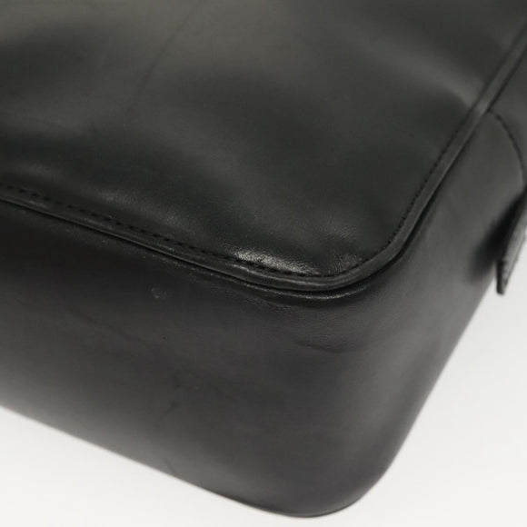 BURBERRY Hand Bag Leather nylon Black Beige Silver Auth bs29360