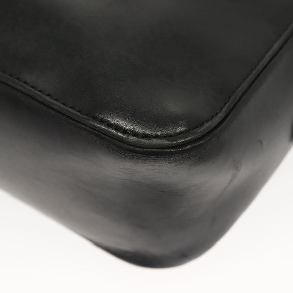 BURBERRY Hand Bag Leather nylon Black Beige Silver Auth bs29360