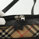 BURBERRY Hand Bag Leather nylon Black Beige Silver Auth bs29360-15