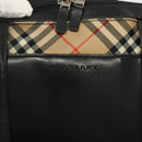 BURBERRY Hand Bag Leather nylon Black Beige Silver Auth bs29360-16