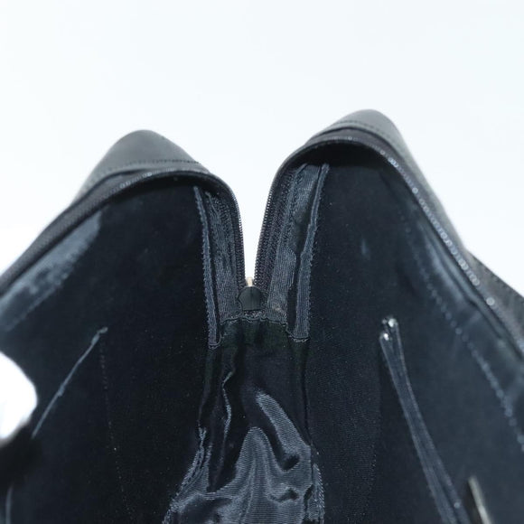 BURBERRY Hand Bag Leather nylon Black Beige Silver Auth bs29360