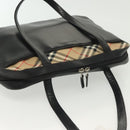 BURBERRY Hand Bag Leather nylon Black Beige Silver Auth bs29360-7