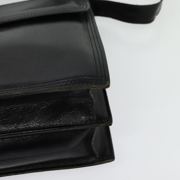 SAINT LAURENT Shoulder Bag Leather Black Gold Auth bs29361