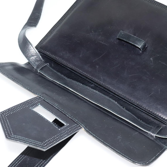 SAINT LAURENT Shoulder Bag Leather Black Gold Auth bs29361