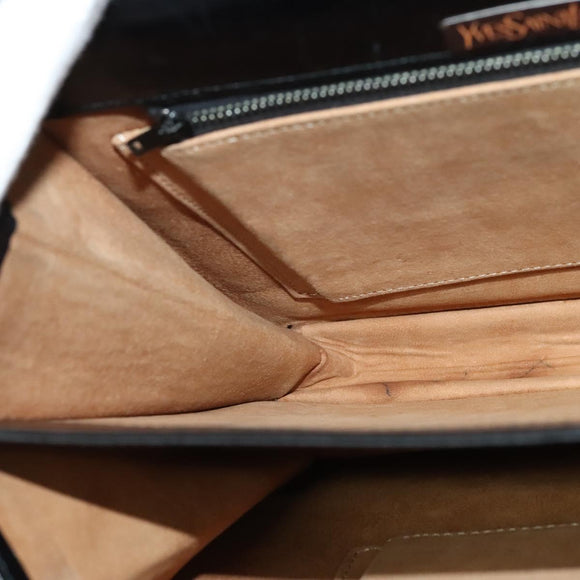 SAINT LAURENT Shoulder Bag Leather Black Gold Auth bs29361