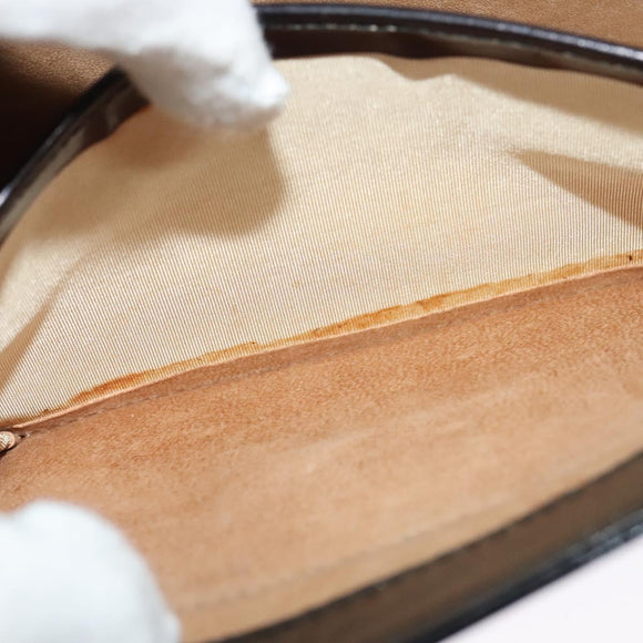 SAINT LAURENT Shoulder Bag Leather Black Gold Auth bs29361