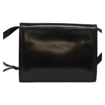 SAINT LAURENT Shoulder Bag Leather Black Gold Auth bs29361 - 0