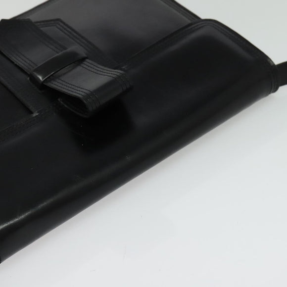 SAINT LAURENT Shoulder Bag Leather Black Gold Auth bs29361