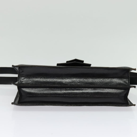 SAINT LAURENT Shoulder Bag Leather Black Gold Auth bs29361