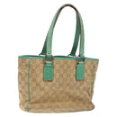 GUCCI GG Canvas Hand Bag Beige Green 113019 Auth bs29362-1