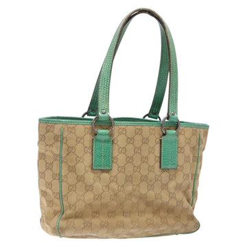 GUCCI GG Canvas Hand Bag Beige Green 113019 Auth bs29362