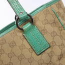 GUCCI GG Canvas Hand Bag Beige Green 113019 Auth bs29362-17