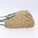 GUCCI GG Canvas Hand Bag Beige Green 113019 Auth bs29362-4