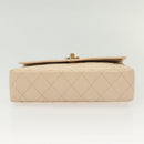 CHANEL Matelasse Paris Only Double Flap Chain Bag Leather Beige CC Auth bs29364-7