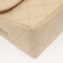 CHANEL Matelasse Paris Only Double Flap Chain Bag Leather Beige CC Auth bs29364-15