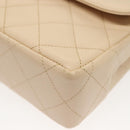 CHANEL Matelasse Paris Only Double Flap Chain Bag Leather Beige CC Auth bs29364-16