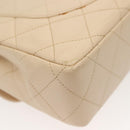 CHANEL Matelasse Paris Only Double Flap Chain Bag Leather Beige CC Auth bs29364-17