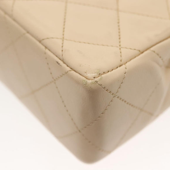 CHANEL Matelasse Paris Only Double Flap Chain Bag Leather Beige CC Auth bs29364