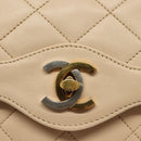 CHANEL Matelasse Paris Only Double Flap Chain Bag Leather Beige CC Auth bs29364-18