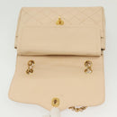 CHANEL Matelasse Paris Only Double Flap Chain Bag Leather Beige CC Auth bs29364-19