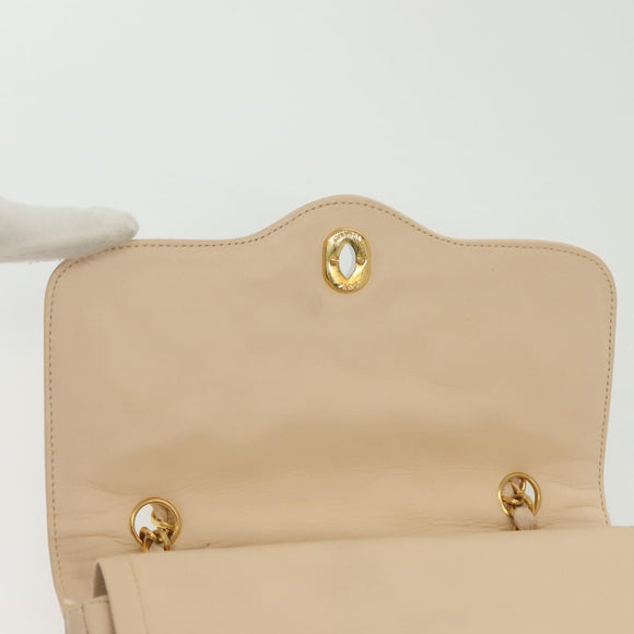 CHANEL Matelasse Paris Only Double Flap Chain Bag Leather Beige CC Auth bs29364
