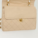 CHANEL Matelasse Paris Only Double Flap Chain Bag Leather Beige CC Auth bs29364-21
