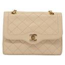 CHANEL Matelasse Paris Only Double Flap Chain Bag Leather Beige CC Auth bs29364-13