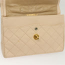 CHANEL Matelasse Paris Only Double Flap Chain Bag Leather Beige CC Auth bs29364-23