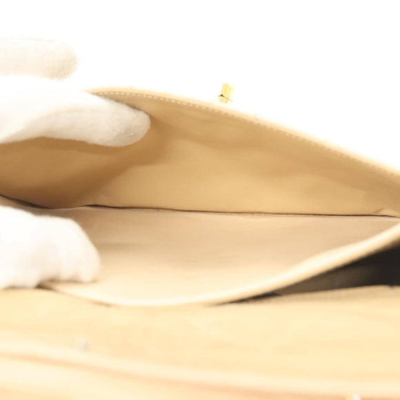 CHANEL Matelasse Paris Only Double Flap Chain Bag Leather Beige CC Auth bs29364