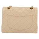 CHANEL Matelasse Paris Only Double Flap Chain Bag Leather Beige CC Auth bs29364-2