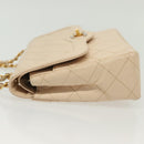 CHANEL Matelasse Paris Only Double Flap Chain Bag Leather Beige CC Auth bs29364-6