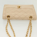 CHANEL Matelasse Paris Only Double Flap Chain Bag Leather Beige CC Auth bs29364-8